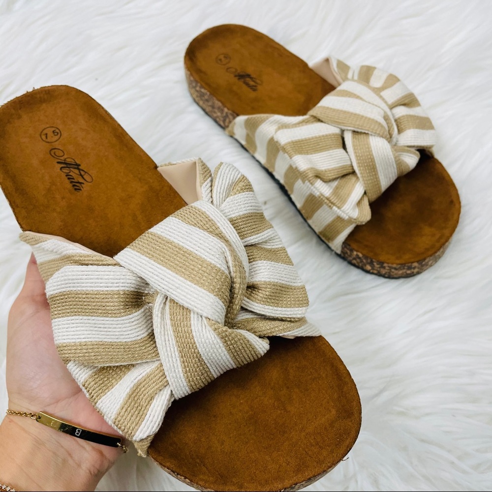 Beige striped knot sandal - Picture 5 of 10